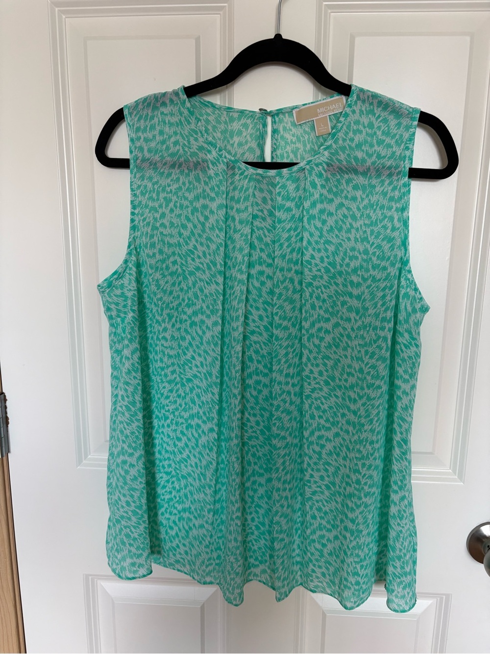 Michael Kors Mint Green Printed Sleeveless Blouse